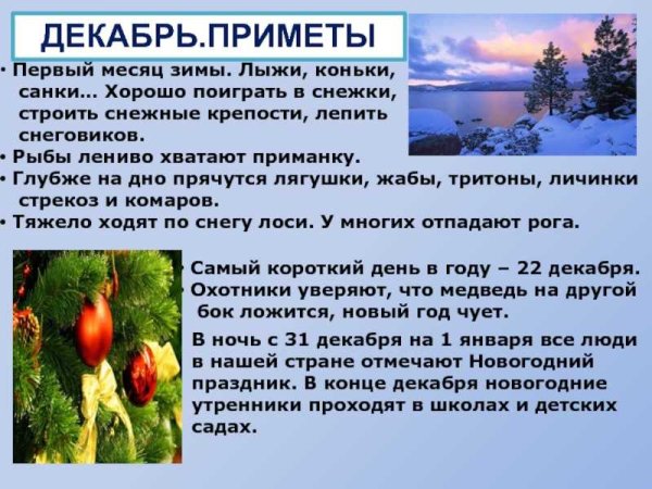 Народные приметы декабря для детей