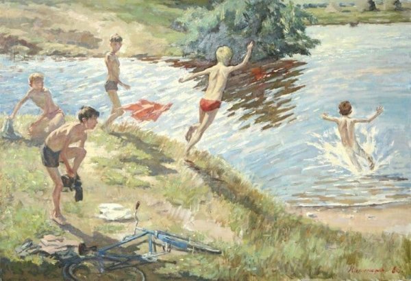 Дети на берегу реки