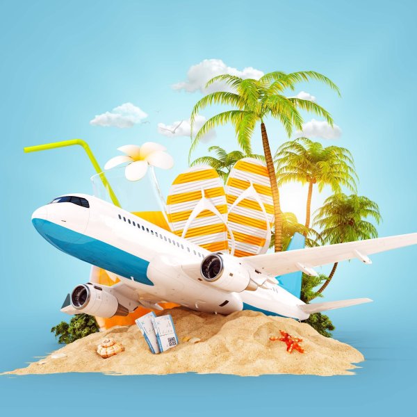 Самолет море пальмы