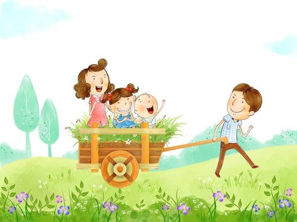 Мультяшные дети на природе