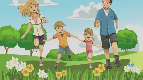 Счастливая пара с ребенком