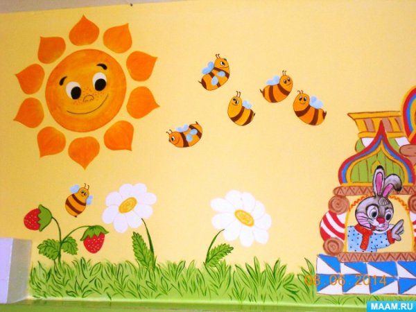 Лето украшение стены в детском саду