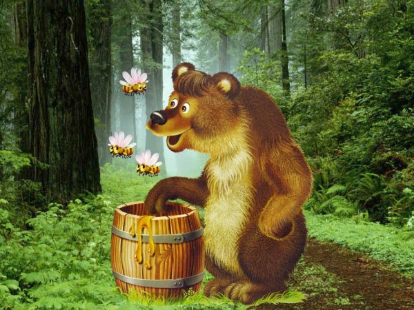 Сказочный медведь в лесу