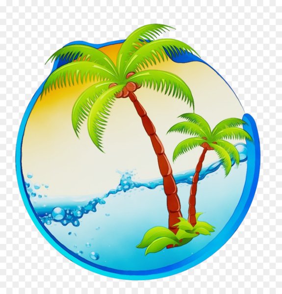 Стикер пальмы пляж