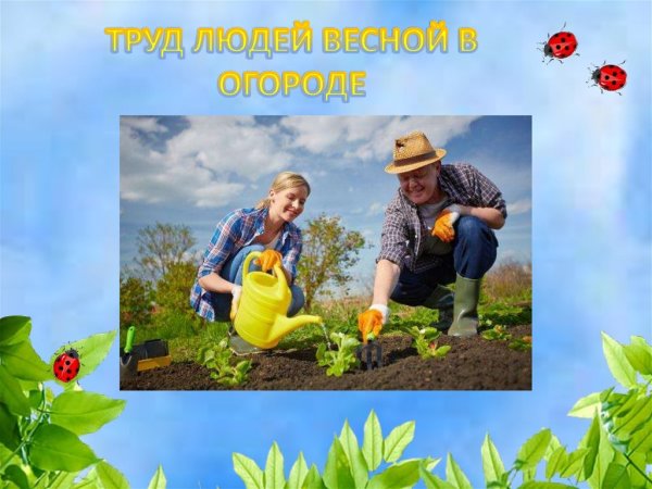 Труд людей весной в огороде