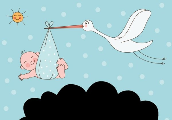 Аист с девочкой