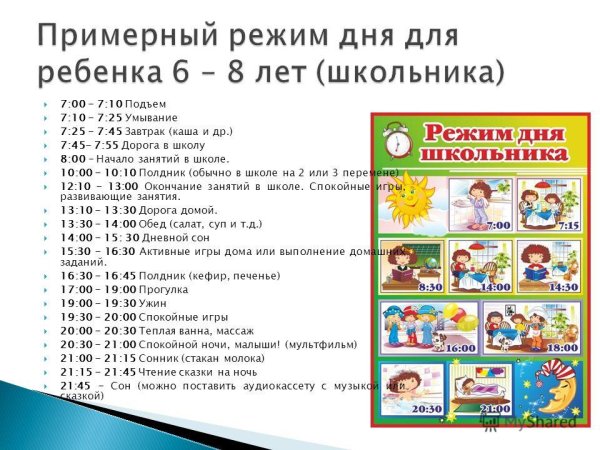 Режим дня для детей