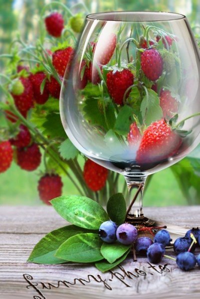 Клубника в стеклянной вазе
