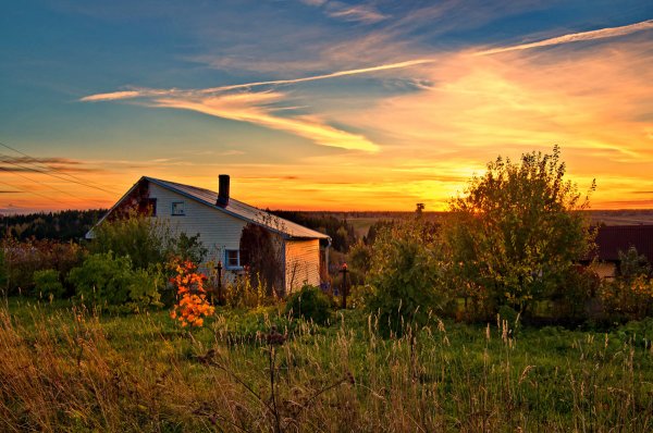 Закат в деревне