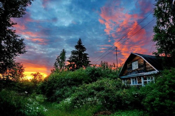 Закат в деревне
