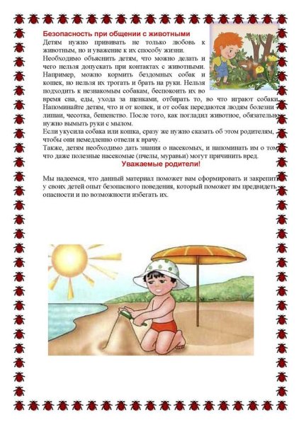 Консультации для родителей в летний период