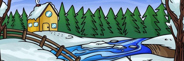 Зимний пейзаж рисунок для срисовки