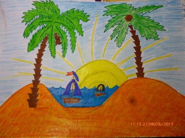 Рисунок в оранжевых тонах для детей