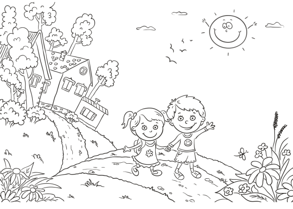 Лето раскраска для детей