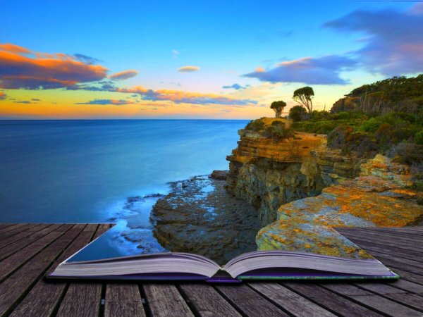 Книга на фоне моря