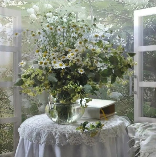 Полевые цветы на окне