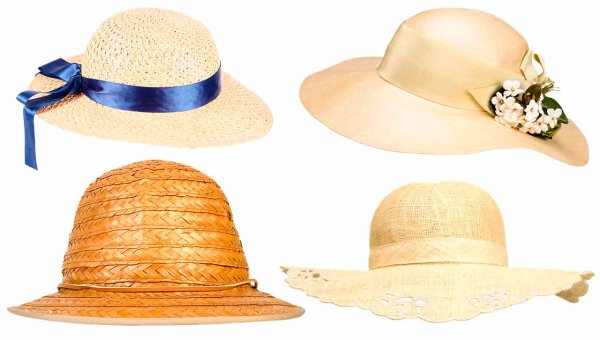 Головные уборы на белом фоне