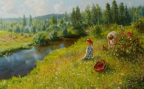 Летние пейзажи маслом живопись деревня Владимир Жданов