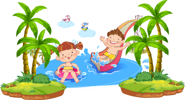 Клипарт дети летом на прозрачном фоне