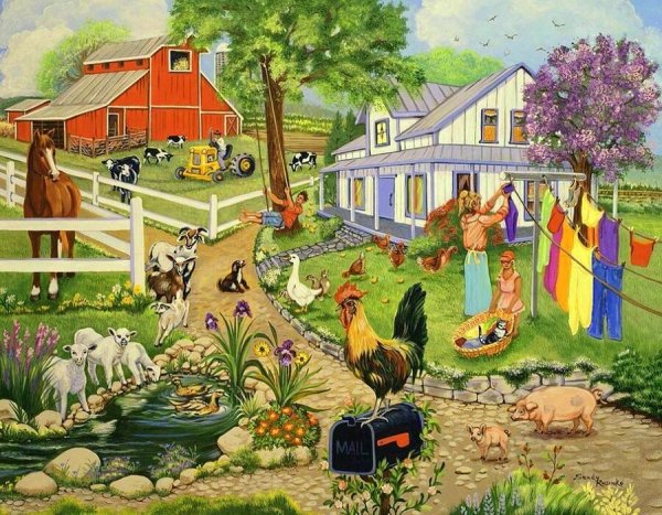 Картины дети в деревне