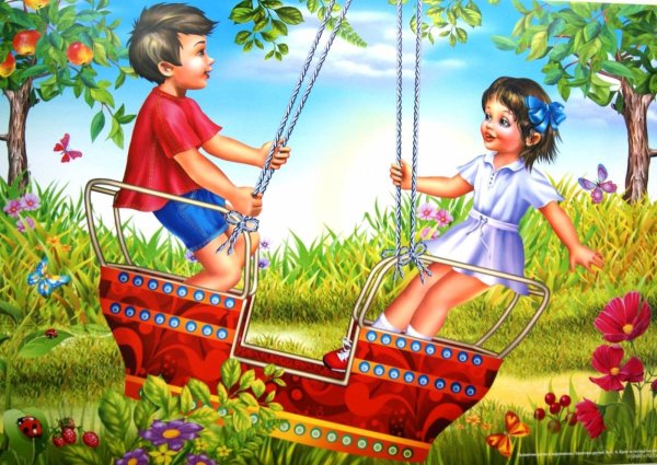 Дети собирают грибы