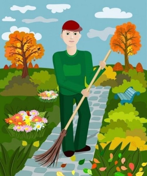 Дворник в детском саду для детей