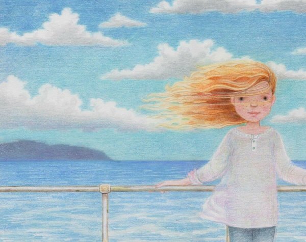 Девушка на пляже рисунок