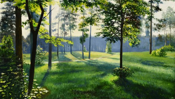 Летний пейзаж гуашью для детей