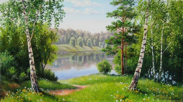 Летний пейзаж акрилом