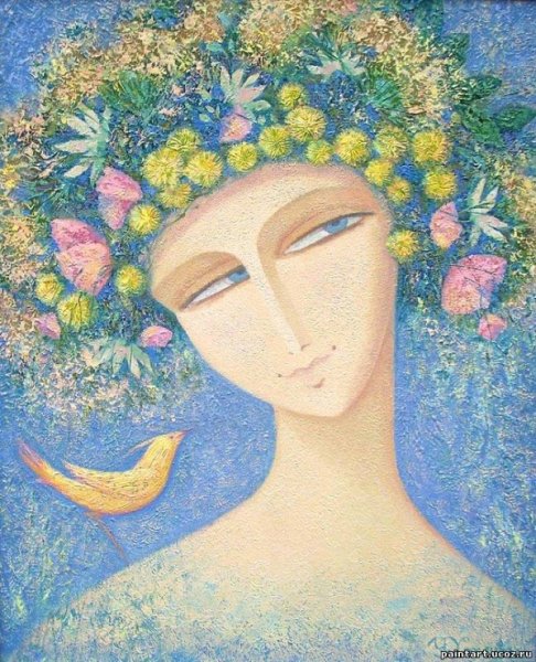 Картина женщина с венком на голове