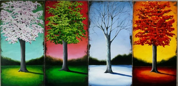 Дерево лето осень