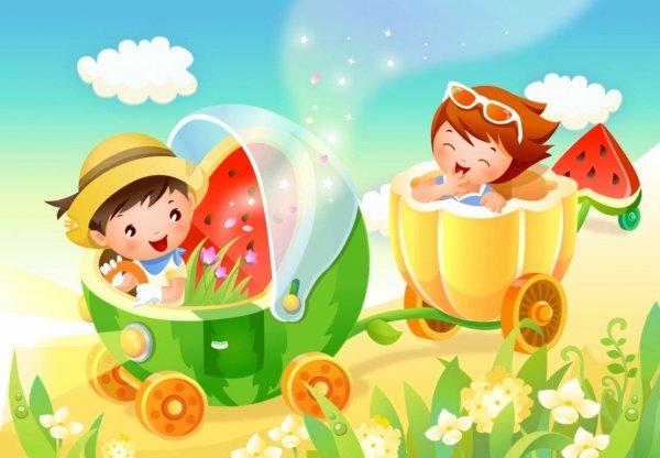 Дети на пляже на белом фоне