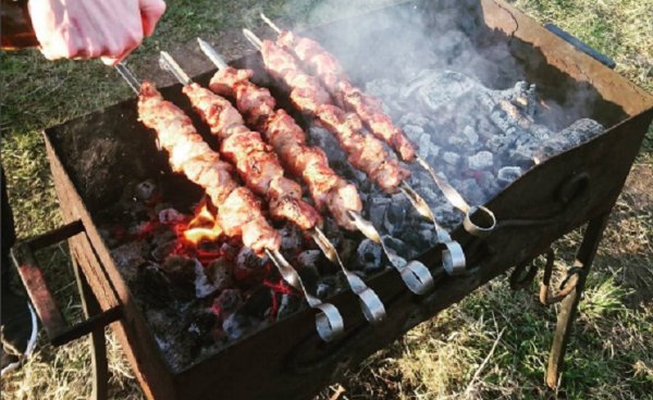 Шашлык на природе в деревне