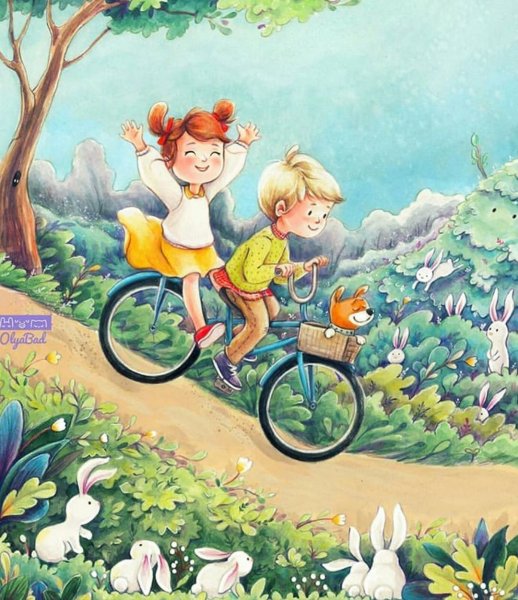 Лето на велосипеде рисунок