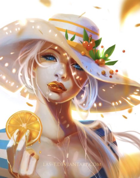 Летняя девушка нарисованная