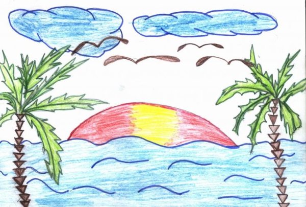 Летний рисунок карандашом легкий