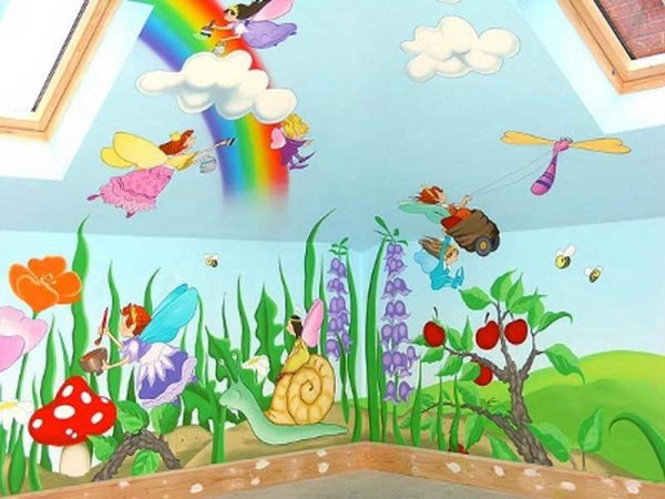 Роспись стен веранды в детском саду