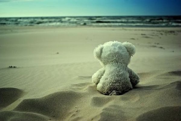 Плюшевый мишки на берегу моря