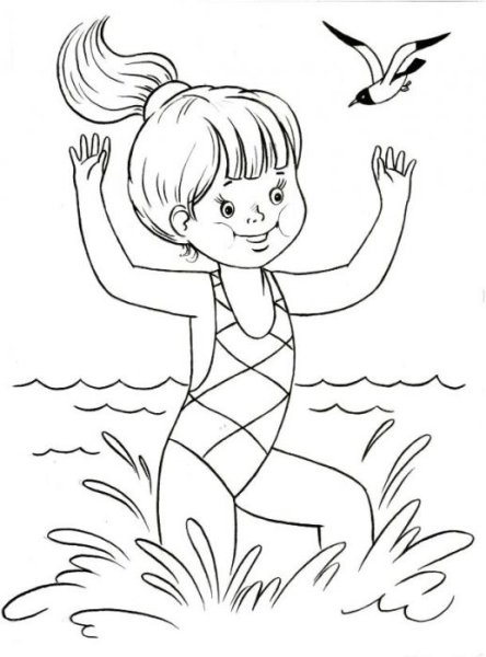 Раскраска пляж и море для детей