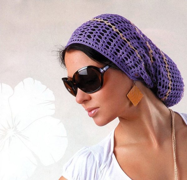 Летняя шапка мешок крючком