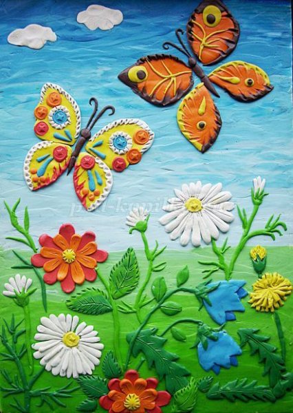 Аппликация бабочка из цветной бумаги для детей