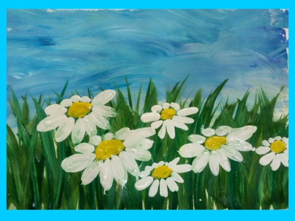 Лето гуашью для детей