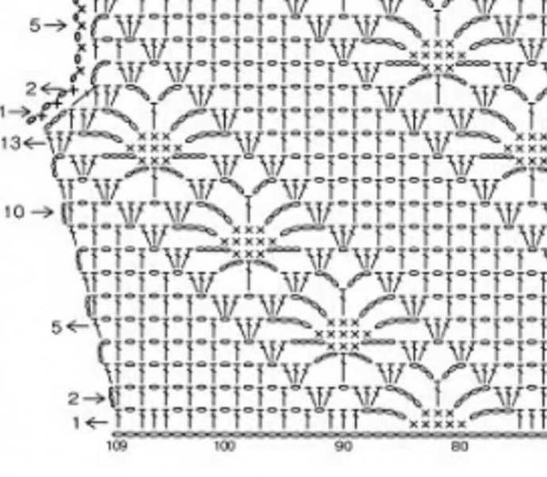 Узор крючком паучки схема кофточки