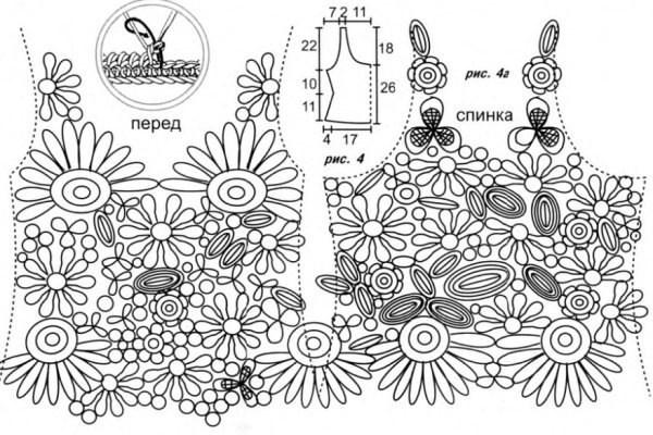 Ажурные узоры крючком со схемами простые