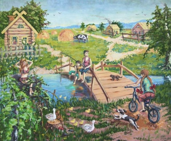 Качели в деревне