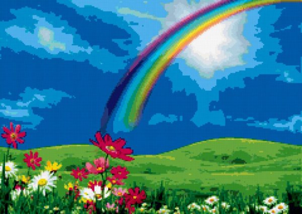 Пейзаж с радугой для детей