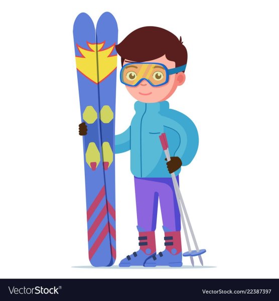 В руках лыжи иллюстрация