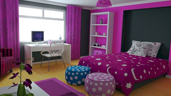 Фиолетовая спальня для девочки