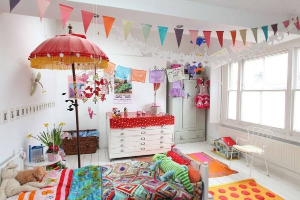 Флажки в интерьере детской