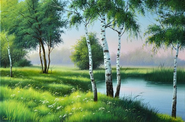 Летний пейзаж карандашом